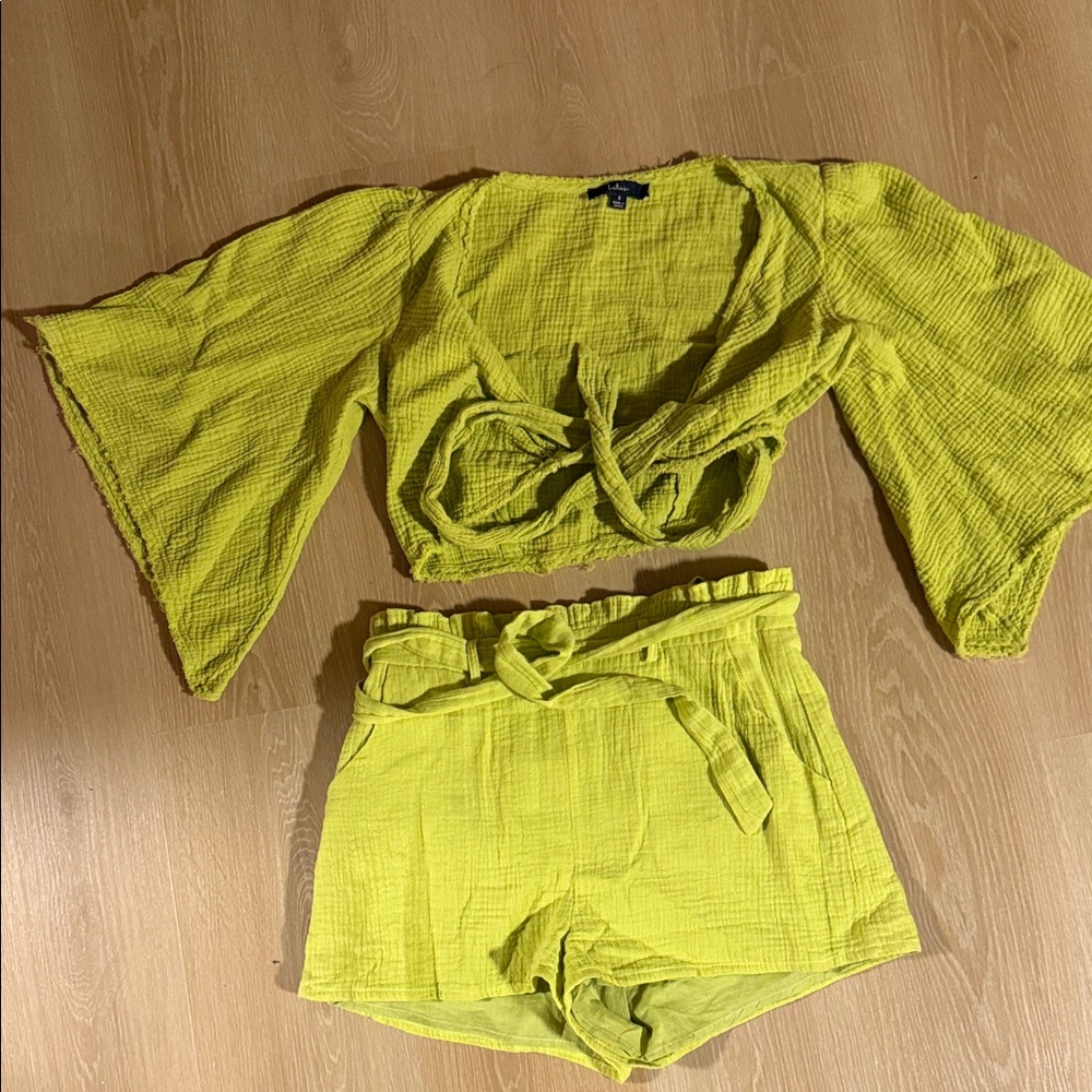 Lulu's Lime Green Textured Fabric